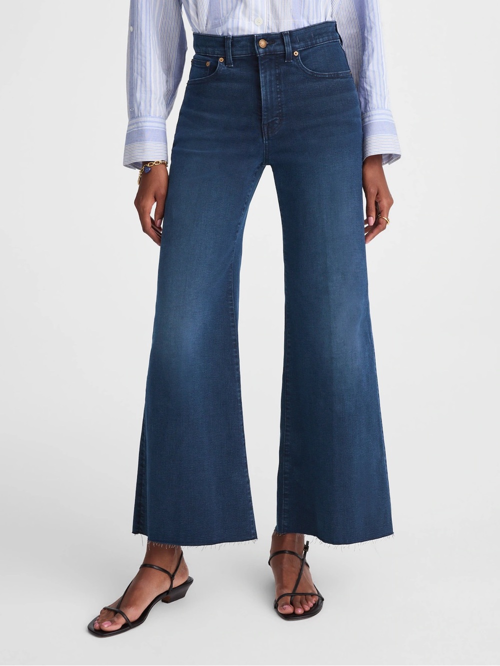 Madewell Flared Wide-Leg Crop Jeans Dark Kingston Wash sz 27